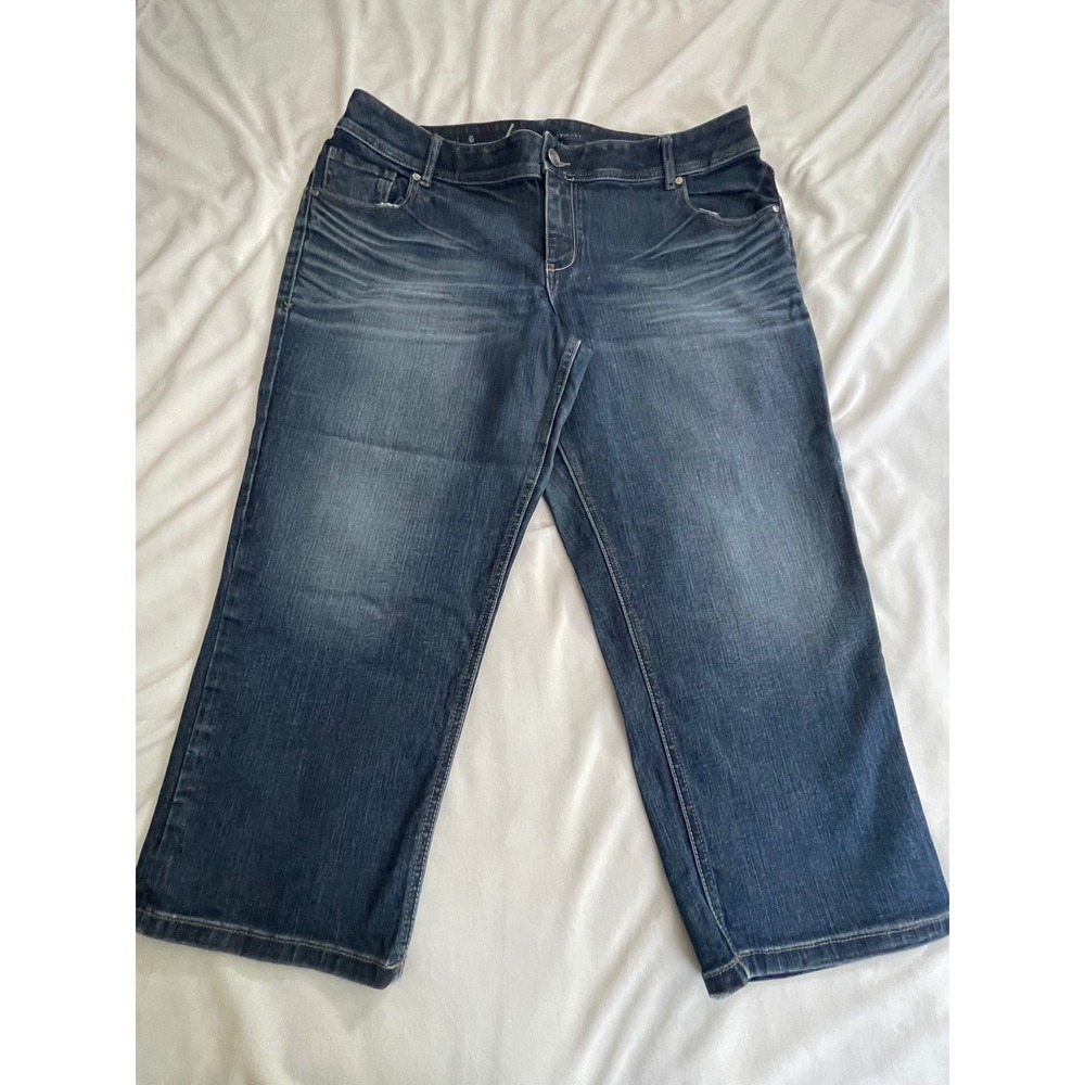 Lane Bryant Genius Fit Capri Jeans Womens 20 Dark Wash Stretch Denim Cropped Leg